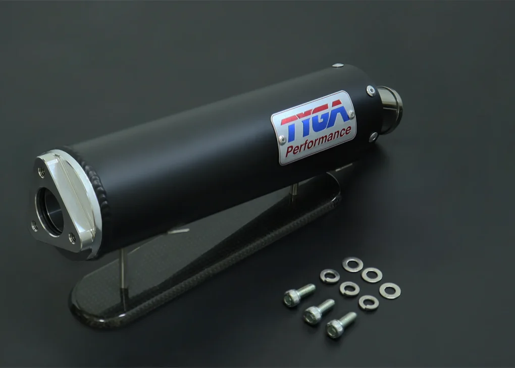 Alternative view of Silenziatore Premium in alluminio "BLACK" corto per 2T con fondello in acciaio inox