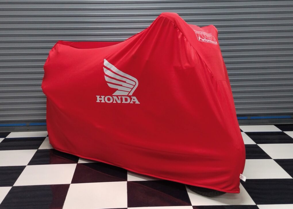 Telo coprimoto antipolvere TYGA, Rosso Honda con logo Argento