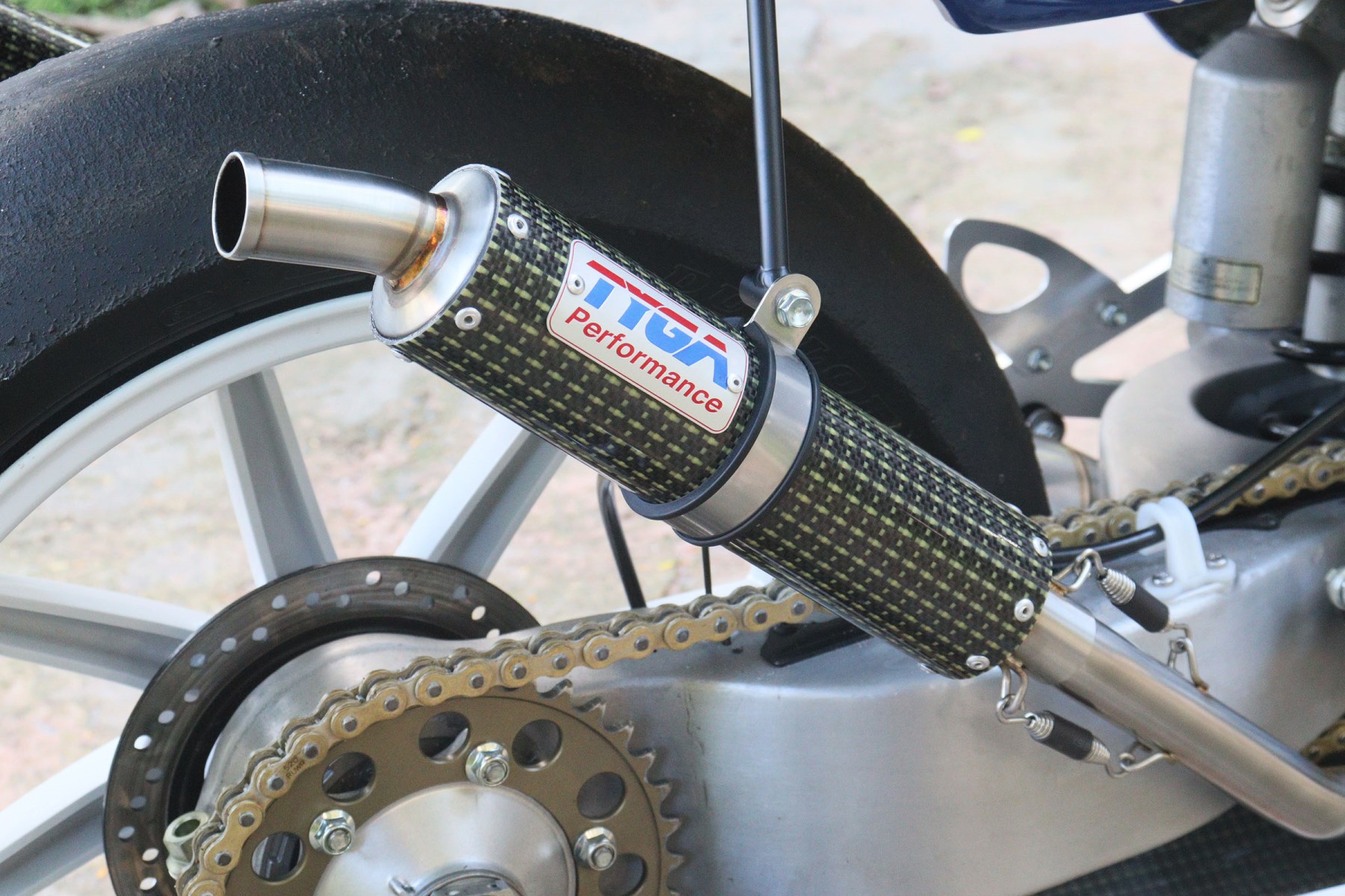 Set, Camera di scarico Acciaio inossidabile con silenziatore destro rialzato, Tipo Gp-T, Honda RS250R NX5 - immagine 10