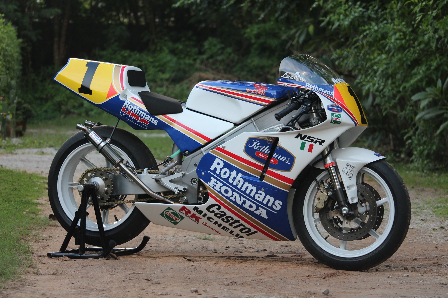Set, Camera di scarico Acciaio inossidabile con silenziatore destro rialzato, Tipo Gp-T, Honda RS250R NX5 - immagine 7