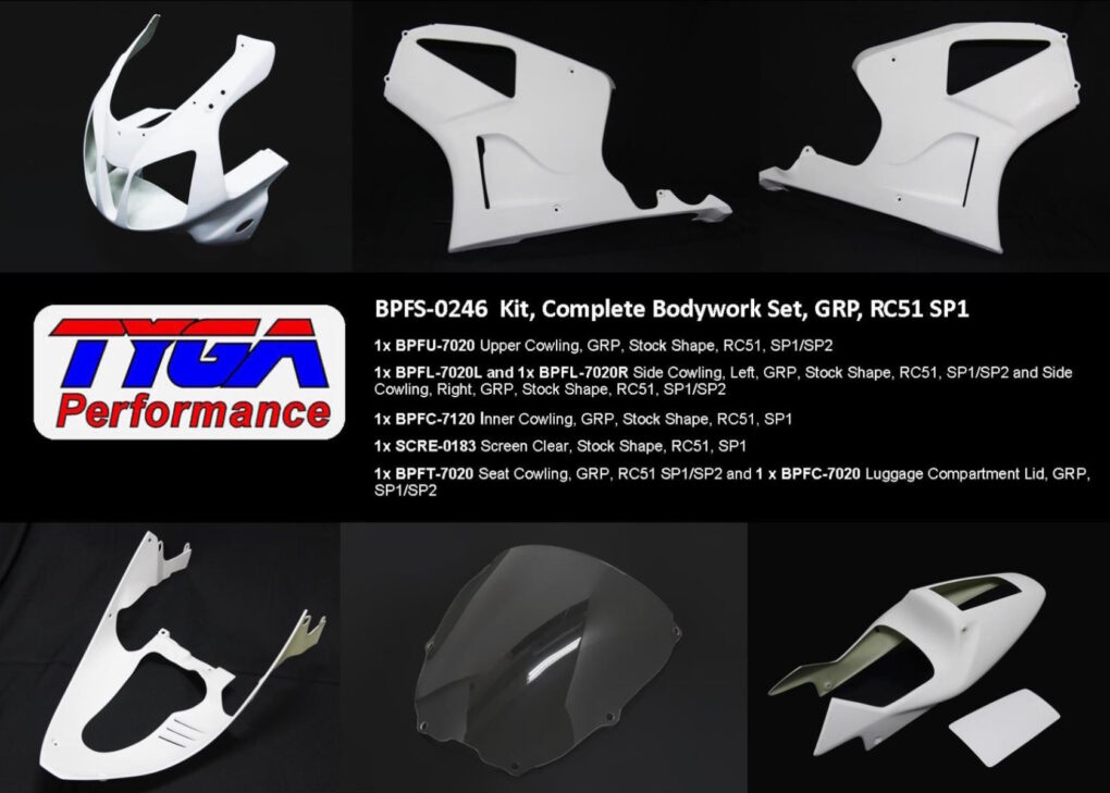 Kit in fibra di vetro (GRP), set completo carena, Honda VTR1000 SP1 (RC51)