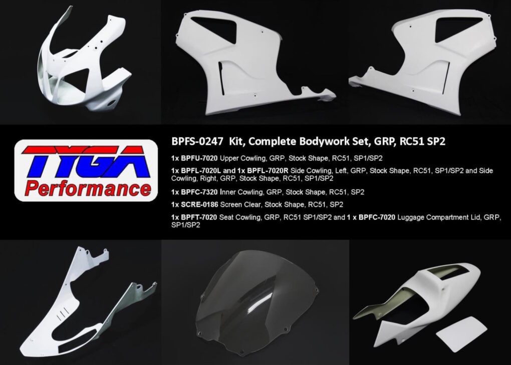 Kit in fibra di vetro (GRP), set completo carena, Honda VTR1000 SP2